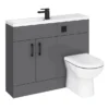 Apollo2 1100 Gloss Grey Slimline Combination Furniture Pack (excl. Pan + Cistern) W. Matt Black Handles