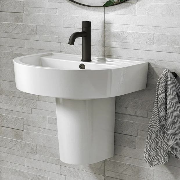 Arezzo 520 Wall Hung Basin 1TH + Semi Pedestal - Image 2