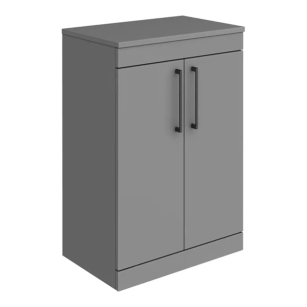 Arezzo 600 Grey Floor Standing Unit With Green Rectangular Counter Top Basin + Toilet Pack - Image 3