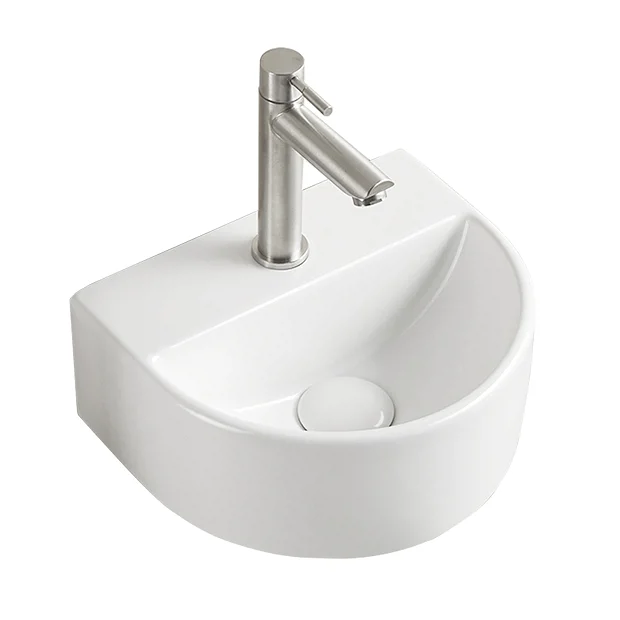 Arezzo Gloss White Round Wall Hung Cloakroom Basin 1TH (303 X 255mm)