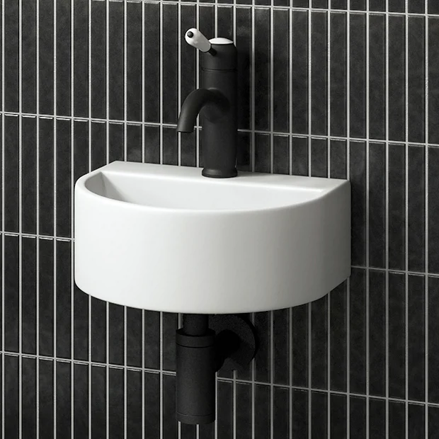 Arezzo Gloss White Round Wall Hung Cloakroom Basin 1TH (303 X 255mm) - Image 2