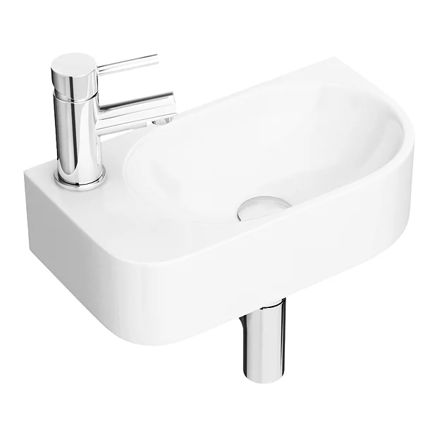 Arezzo 400 X 220mm Curved Wall Hung 1TH Cloakroom Basin - Image 3