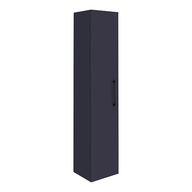 Arezzo Blue Floor Standing Vanity Unit, Tall Cabinet + Toilet Pack With Black Handles - Image 6