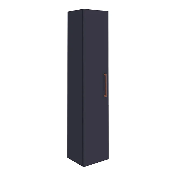 Arezzo Blue Floor Standing Vanity Unit, Tall Cabinet + Toilet Pack With Rose Gold Handles - Image 6