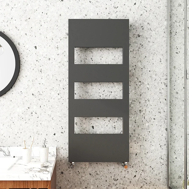Arezzo Anthracite 1200 X 500 Designer Panel Radiator With Towel Rails - Image 2