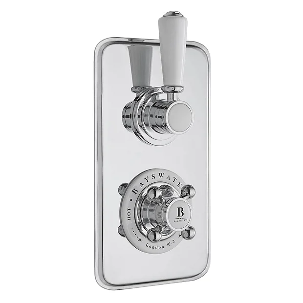 Bayswater White Twin Concealed Thermostatic Shower Valve With Diverter