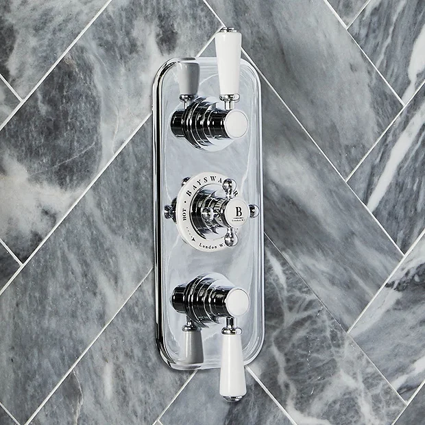 Bayswater White Triple Concealed Thermostatic Shower Valve - Image 3