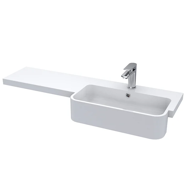 Brooklyn 1100 Gloss White Semi-Recessed Combination Unit (Round Basin, Vanity + WC Unit) - Image 3