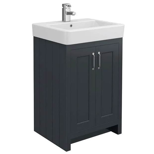 Chatsworth Traditional Graphite 560mm Vanity Sink + 300mm Cupboard Unit - Image 5