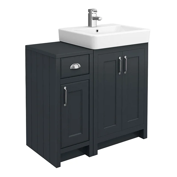 Chatsworth Traditional Graphite 560mm Vanity Sink + 300mm Cupboard Unit - Image 2
