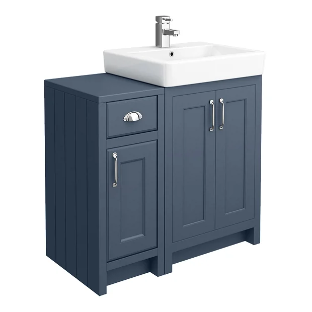 Chatsworth Traditional Blue 560mm Vanity Sink + 300mm Cupboard Unit - Image 2