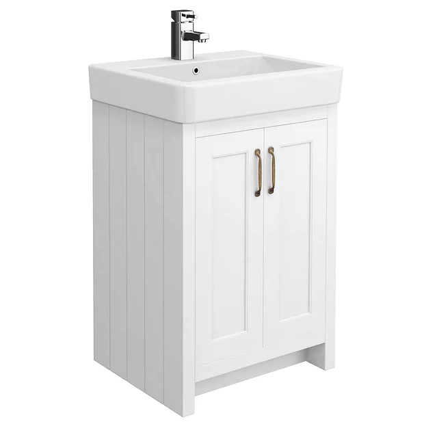 Chatsworth Traditional White 560mm Vanity Sink + 300mm Cupboard Unit - Image 4