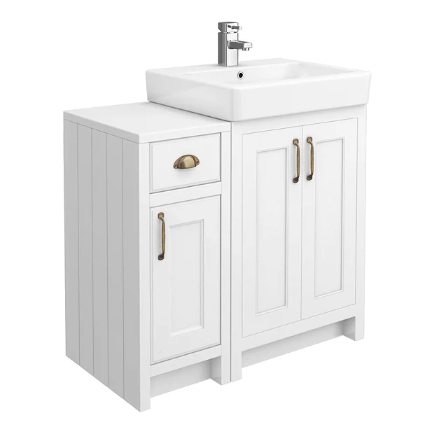 Chatsworth Traditional White 560mm Vanity Sink + 300mm Cupboard Unit - Image 2