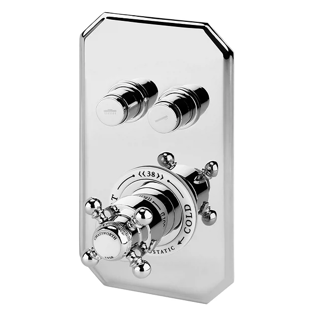 Chatsworth Traditional Twin Push-Button Shower Valve With 2 Outlets - Image 2