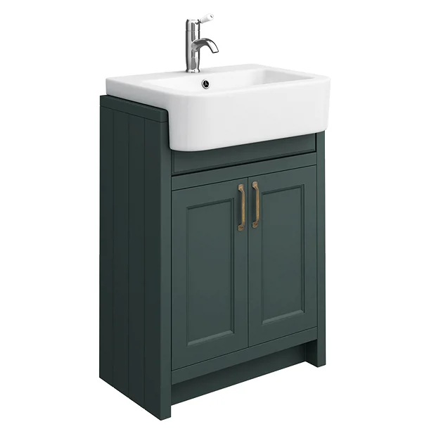Chatsworth Traditional Green Semi-Recessed Vanity Unit + Toilet Package - Image 3
