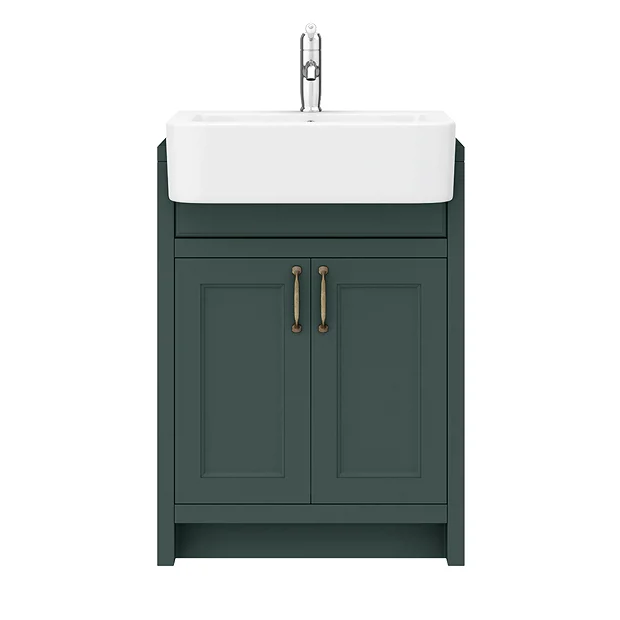 Chatsworth Traditional Green Semi-Recessed Vanity Unit + Toilet Package - Image 4
