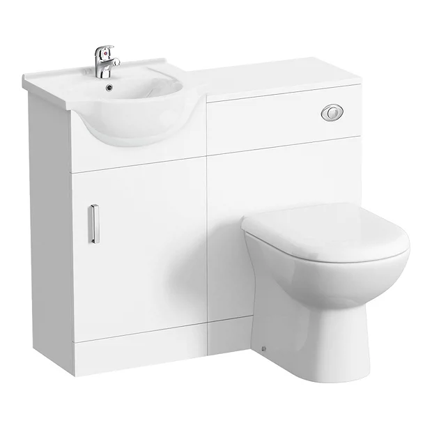 Cove 950mm Cloakroom Vanity Unit Suite + Basin Mixer (Gloss White - Depth 300mm) - Image 4