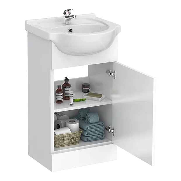 Cove 950mm Cloakroom Vanity Unit Suite + Basin Mixer (Gloss White - Depth 300mm) - Image 5