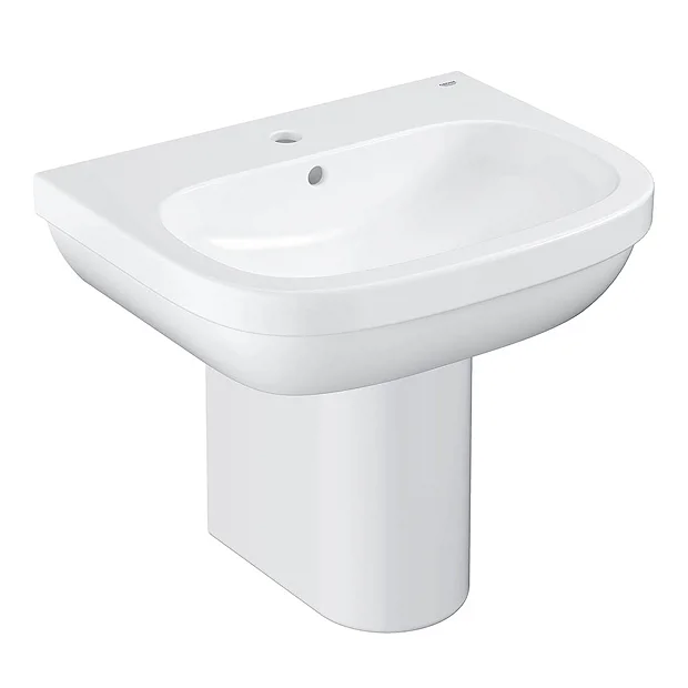 Grohe Euro Ceramic 600mm 1TH Basin + Half Pedestal - Image 2