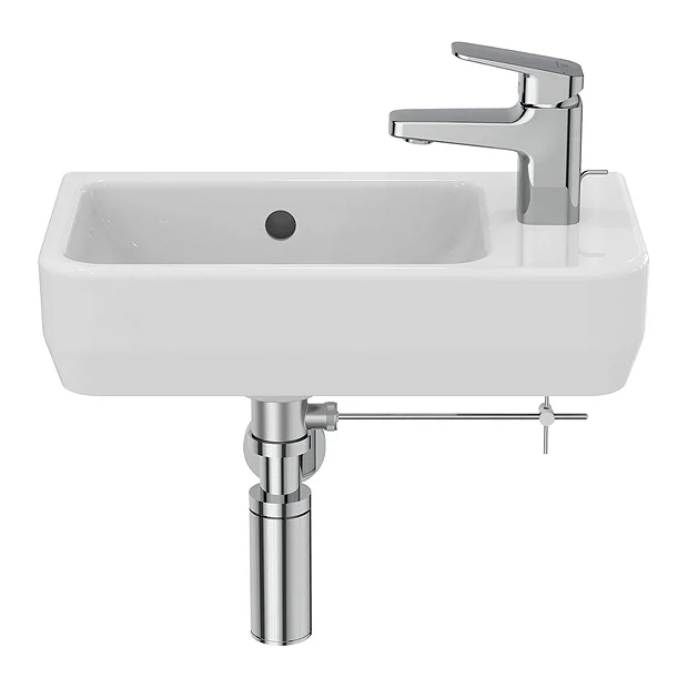 Ideal Standard I.Life S 450mm Wall Hung Right Hand 1TH Washbasin + Chrome Bottle Trap - Image 5