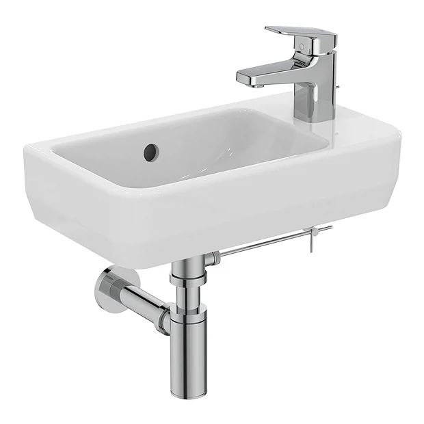 Ideal Standard I.Life S 450mm Wall Hung Right Hand 1TH Washbasin + Chrome Bottle Trap - Image 2