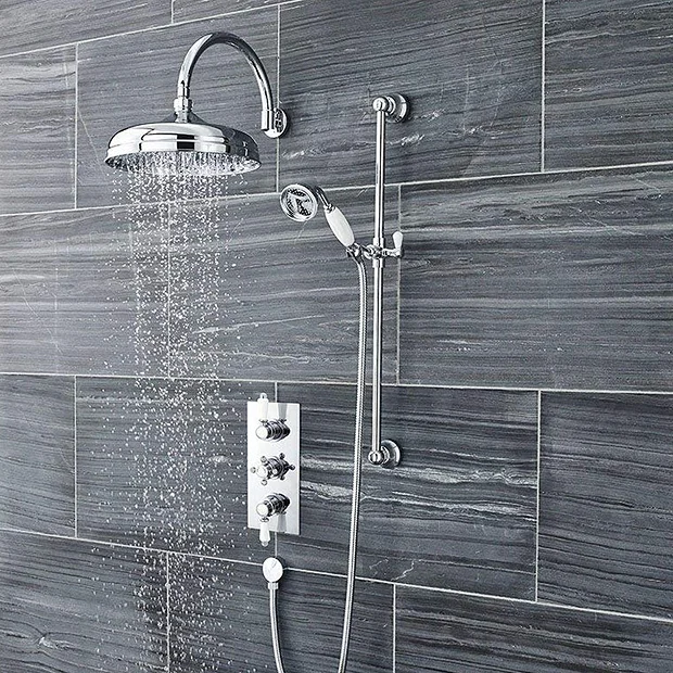Nuie Edwardian Triple Concealed Thermostatic Shower Valve With Rectangular Plate - Image 3