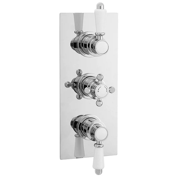 Nuie Edwardian Triple Concealed Thermostatic Shower Valve With Rectangular Plate - Image 2