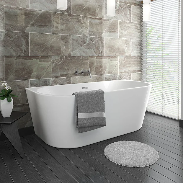 Apollo 1500 X 750mm Small Back To Wall Modern Curved Bath - Image 2