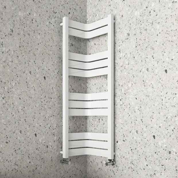 Milan Corner White 1200 X 300 X 300 Heated Towel Rail - Image 2