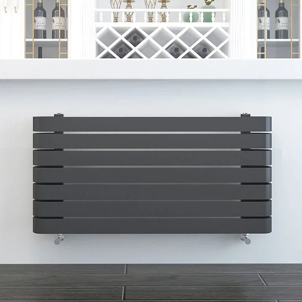 Milan Curved Anthracite 1000 X 500 Horizontal Designer Flat Panel Heated Towel Rail - Image 3