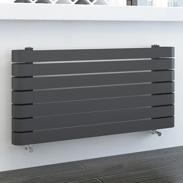 Milan Curved Anthracite 1000 X 500 Horizontal Designer Flat Panel Heated Towel Rail - Image 2
