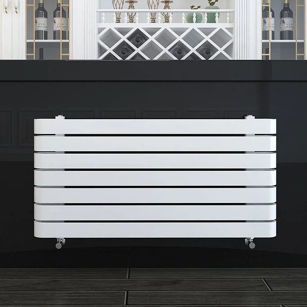 Milan Curved White 1000 X 500 Horizontal Designer Flat Panel Heated Towel Rail - Image 3