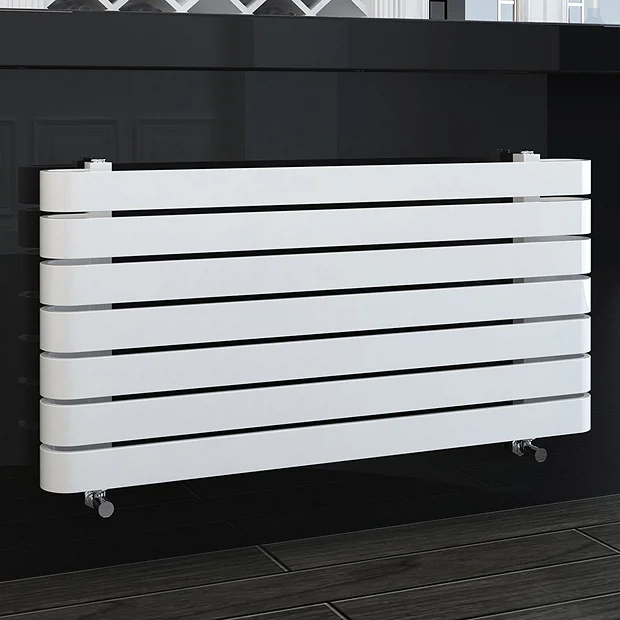 Milan Curved White 1000 X 500 Horizontal Designer Flat Panel Heated Towel Rail - Image 2