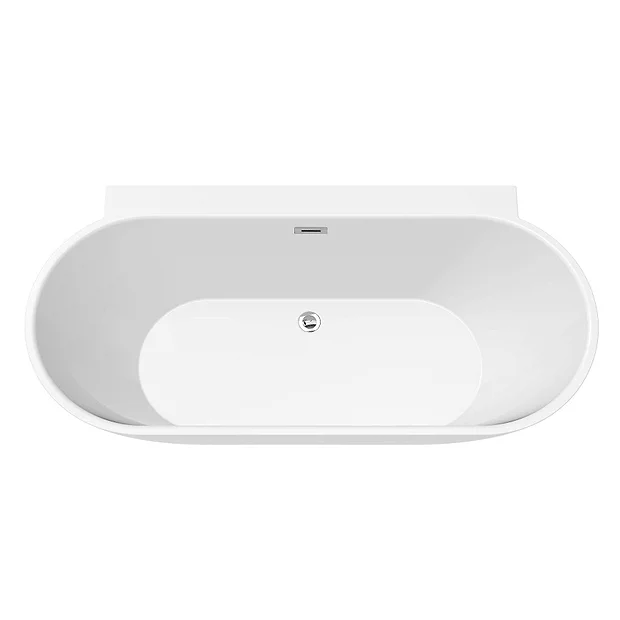 Mileto 1700 X 800 Curved Back To Wall Modern Bath With Chrome Waste - Image 4