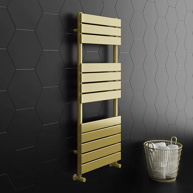 Arezzo Brushed Brass 1200 X 500 Heated Towel Rail - Image 2