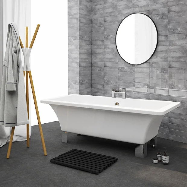 Milan 1520 Square Modern Roll Top Bath With Legs - Image 2
