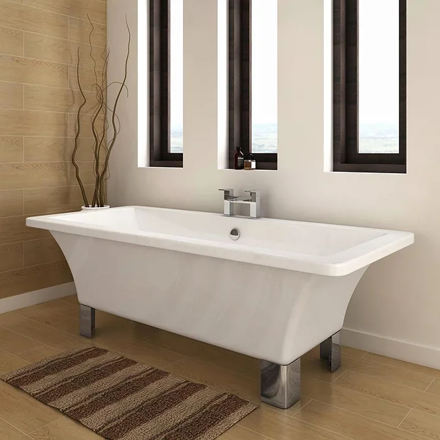 Milan 1690 Modern Square Roll Top Bath + Chrome Leg Set - Image 2