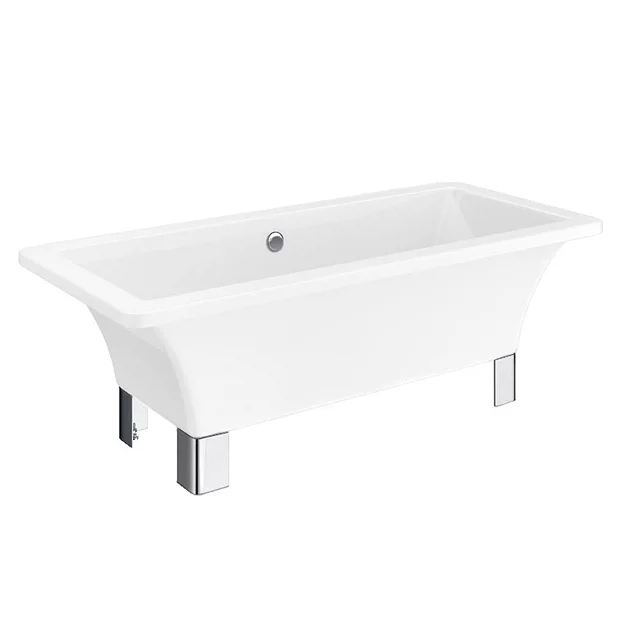 Milan 1690 Modern Square Roll Top Bath + Chrome Leg Set