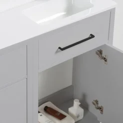 Montrose Dove Grey Combination Vanity And WC Unit With Matt Black Handles And Flush