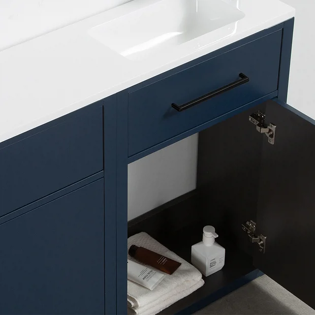 Montrose Indigo Blue Combination Vanity And WC Unit With Matt Black Handles And Flush