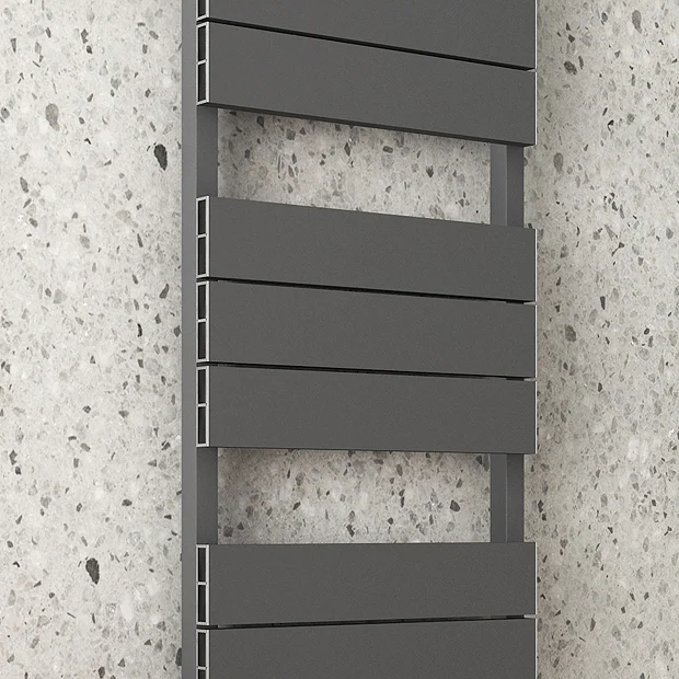 Monza Anthracite Aluminium Heated Towel Rail 1150 X 500mm Flat Panels - Image 3