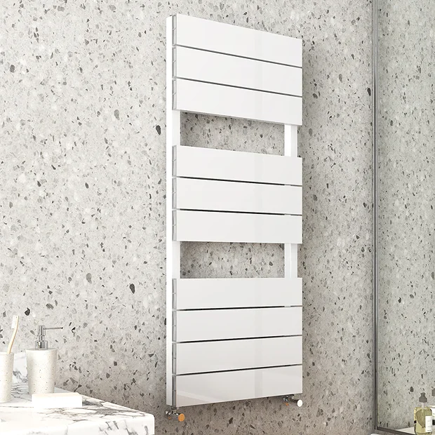 Monza White Aluminium Heated Towel Rail 1150 X 500mm Flat Panels - Image 2