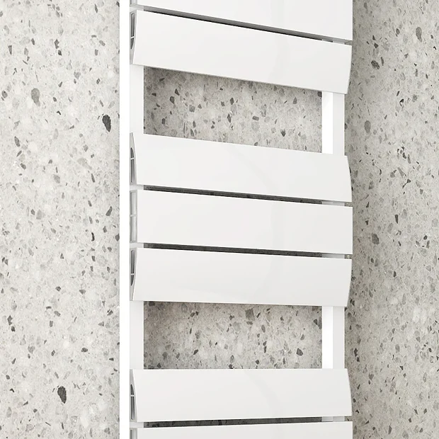 Monza White Aluminium Heated Towel Rail 1200 X 500mm Curved Panels - Image 3