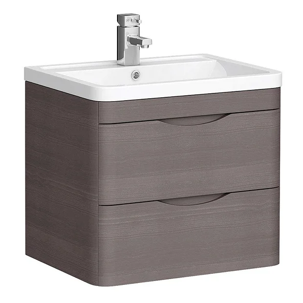 Monza Stone Grey Wall Hung Sink Vanity Unit + Toilet Package - Image 3