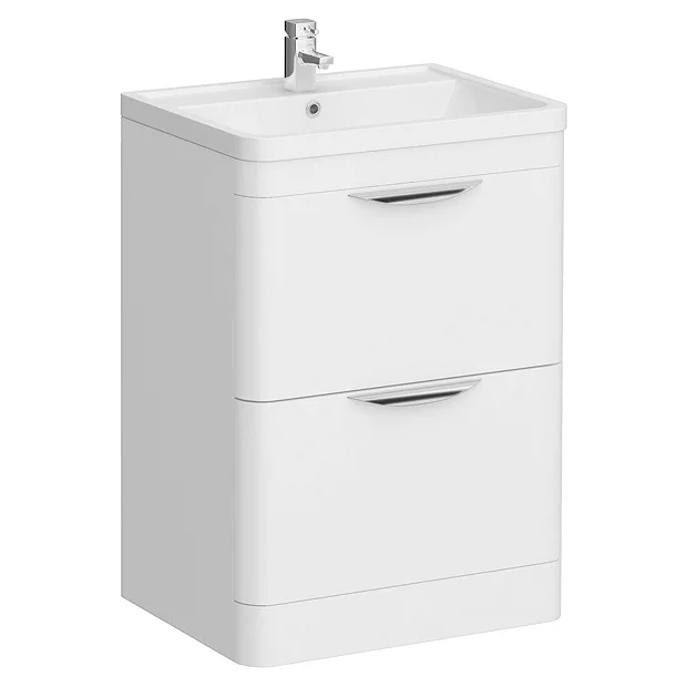 Monza Gloss White Floor Standing Sink Vanity Unit + Square Toilet Package - Image 3