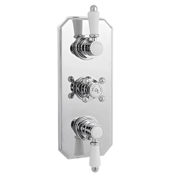 Old London - Chrome Traditional Triple Thermostatic Shower Valve - Image 2