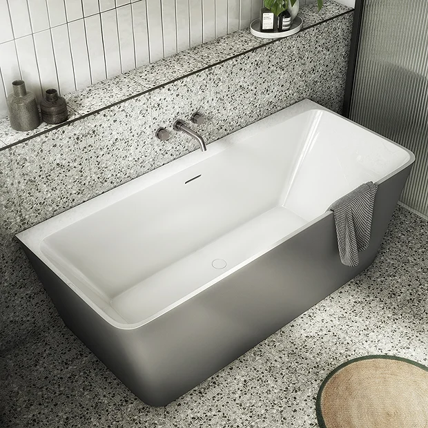 Orion Matt Grey Back To Wall Modern Square Bath (1700 X 740mm) - Image 3