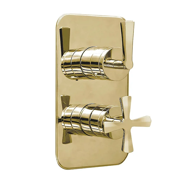 Burlington Riviera Gold Art Deco 2 Outlet Thermostatic Concealed Shower Valve