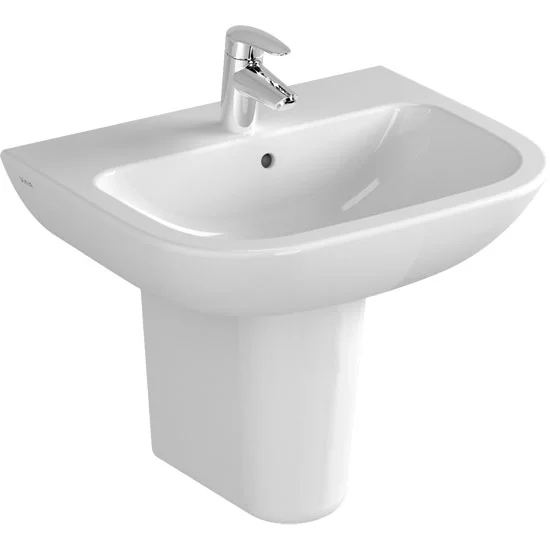 VitrA - S20 Wall Mounted Basin And Half Pedestal - 1 Tap Hole - Image 2