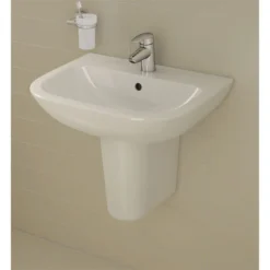 VitrA - S20 Wall Mounted Basin And Half Pedestal - 1 Tap Hole